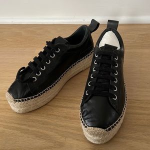 Alexander McQueen Leather Low Top Espadrille Sneakers
